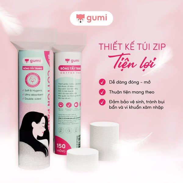 Bông tẩy trang cotton 150 miếng GUMI